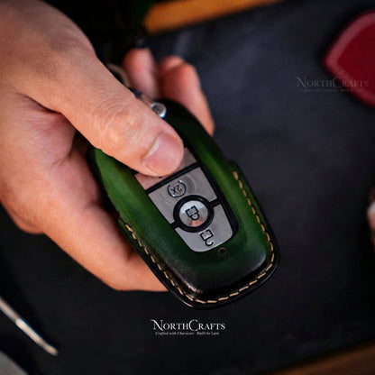 Leather Key Fob Cover for Ford Bronco Explorer Escape Expedition Edge Raptor F-150 F-250 F-350 Fusion Mustang | NorthCrafts