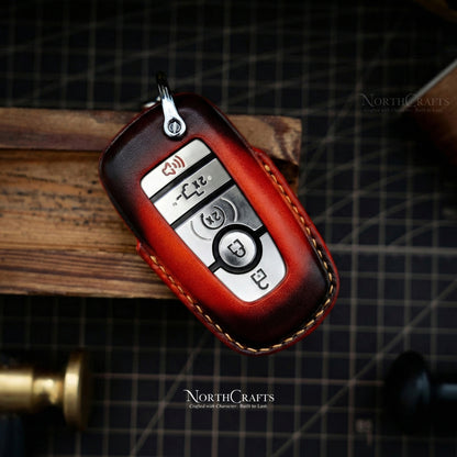 Leather Key Fob Cover for Ford Bronco Explorer Escape Expedition Edge Raptor F-150 F-250 F-350 Fusion Mustang | NorthCrafts