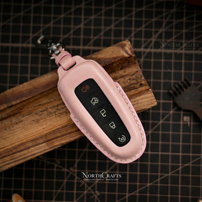 Leather Key Fob Cover for Ford Lincoln - Edge Escape Explorer Focus Flex Taurus Fusion MKS MKT MKX | NorthCrafts