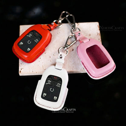 Leather Key Fob Cover for GMC Acadia Sierra Terrain Yukon Denali Chevrolet Silverado Suburban Tahoe | NorthCrafts
