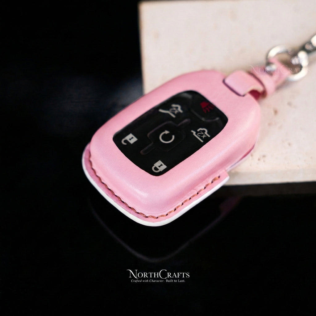 Leather Key Fob Cover for GMC Acadia Sierra Terrain Yukon Denali Chevrolet Silverado Suburban Tahoe | NorthCrafts