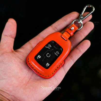 Leather Key Fob Cover for GMC Acadia Sierra Terrain Yukon Denali Chevrolet Silverado Suburban Tahoe | NorthCrafts