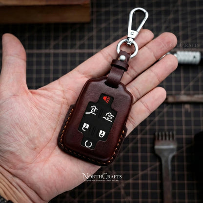 Leather Key Fob Cover for GMC Yukon Sierra & Chevrolet Tahoe Suburban Silverado | NorthCrafts