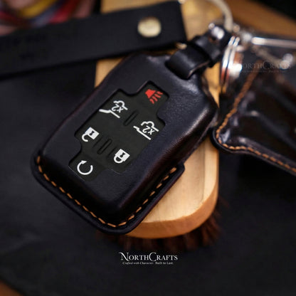 Leather Key Fob Cover for GMC Yukon Sierra Terrain Acadia | NorthCrafts