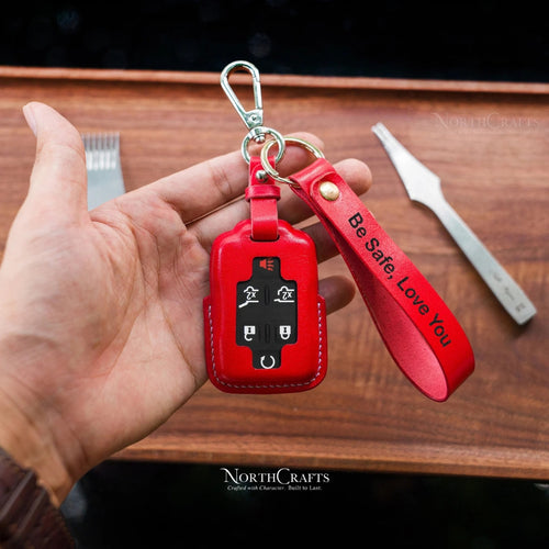 Leather Key Fob Cover for GMC Yukon Sierra Terrain Acadia | NorthCrafts