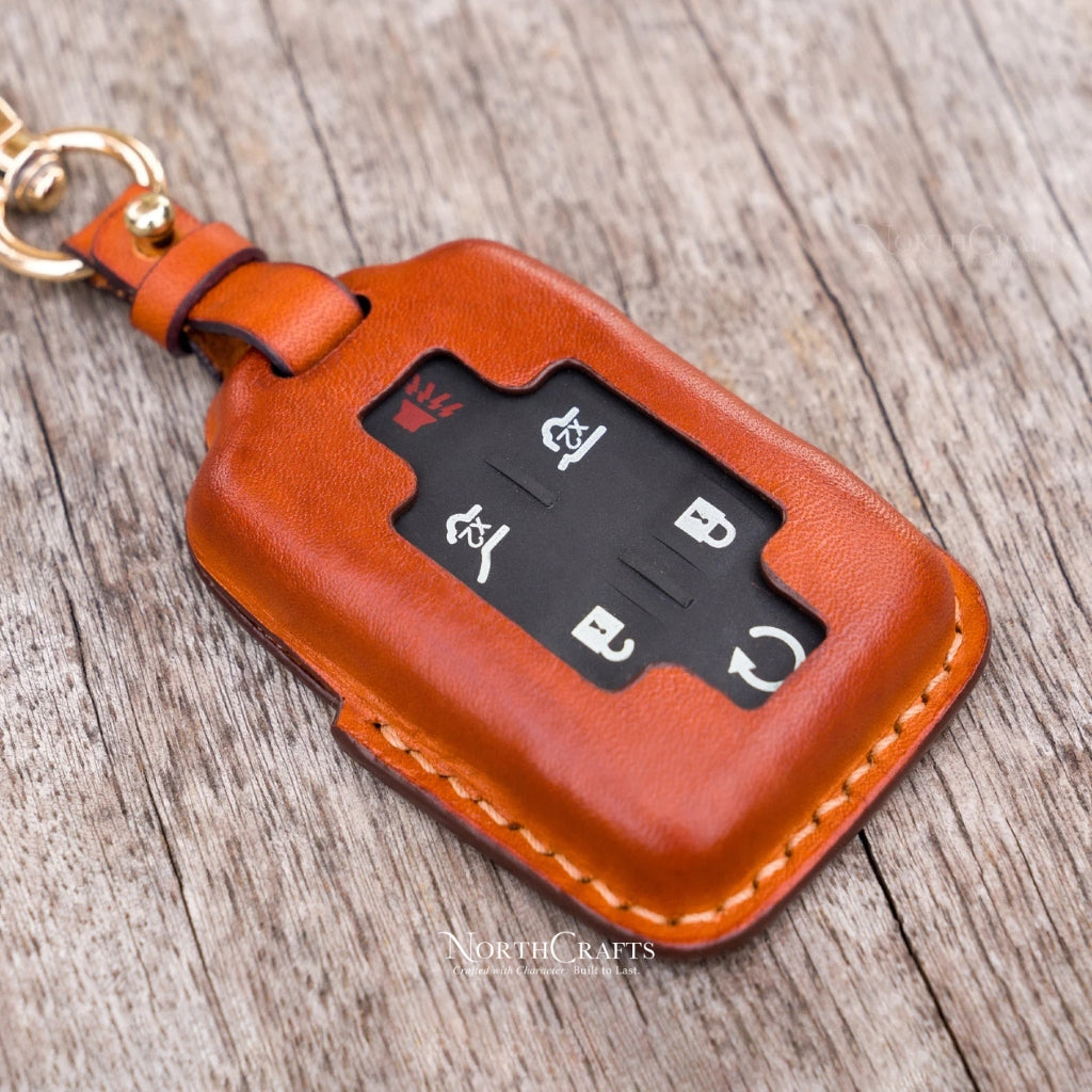 Leather Key Fob Cover for GMC Yukon Sierra Terrain Acadia | NorthCrafts