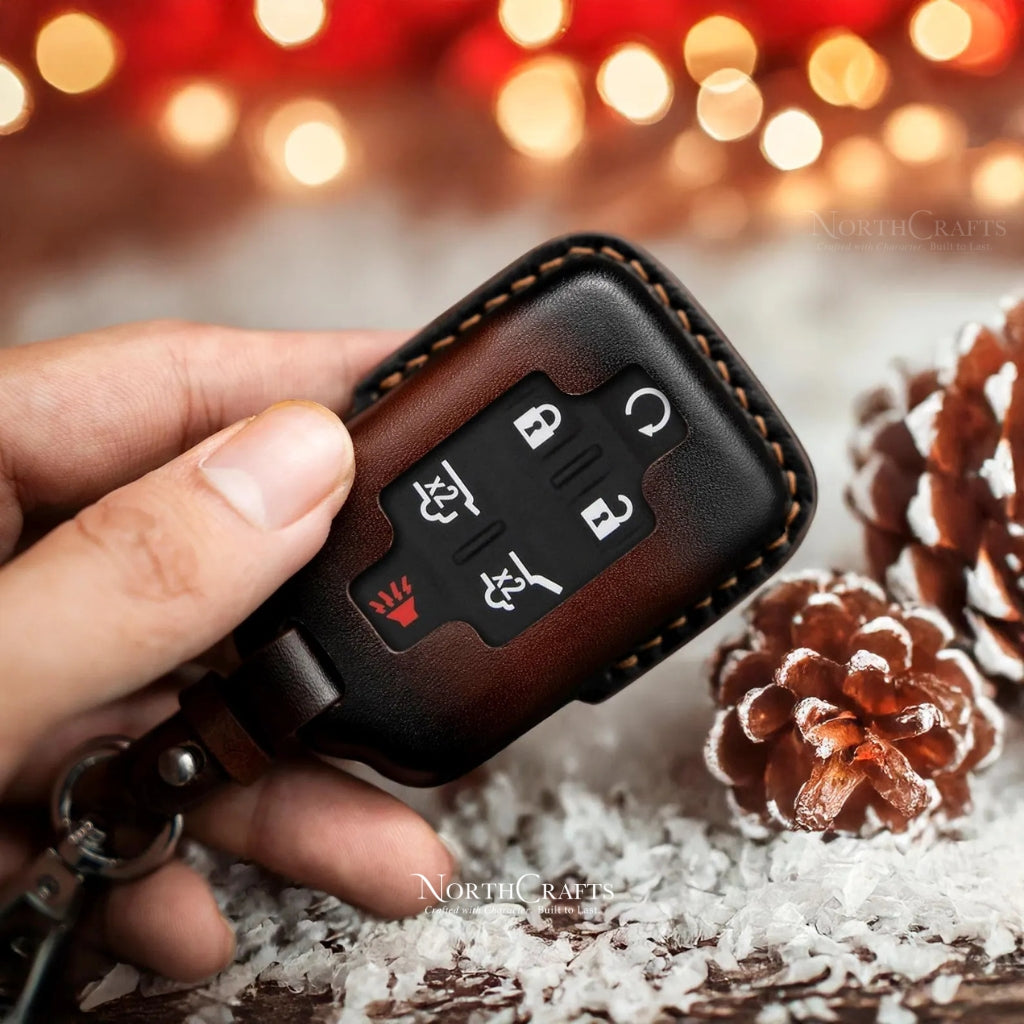 Leather Key Fob Cover for GMC Yukon Sierra Terrain Acadia | NorthCrafts