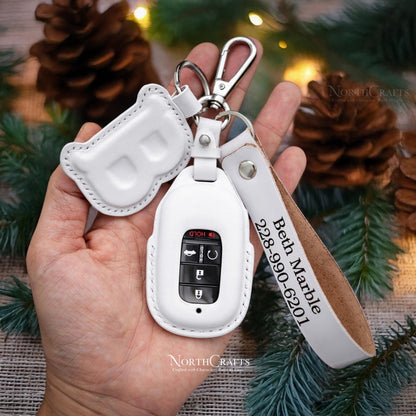 Leather Key Fob Cover for Honda Civic Accord CR-V HR-V | NorthCrafts