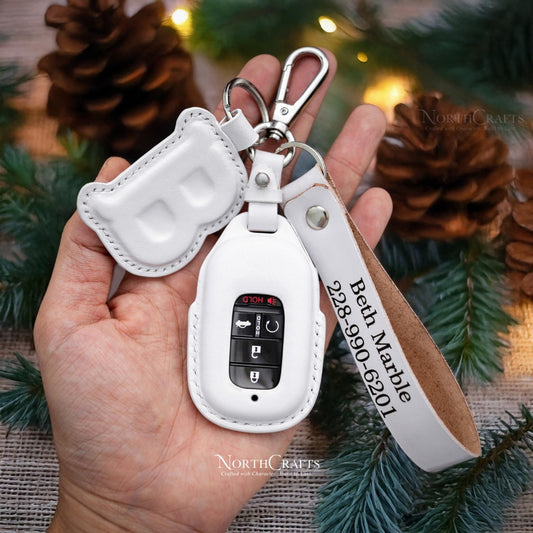 Leather Key Fob Cover for Honda Civic Accord CR-V HR-V | NorthCrafts