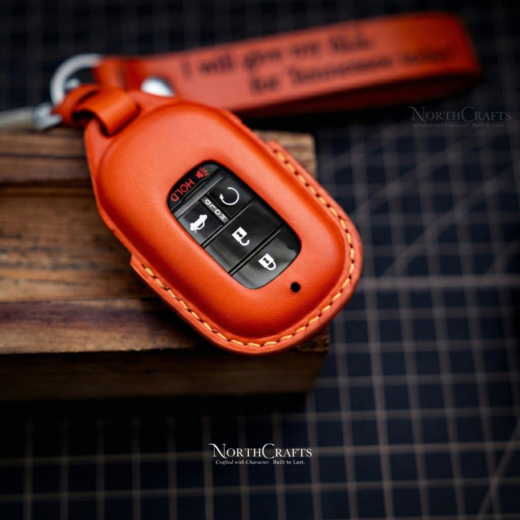 Leather Key Fob Cover for Honda Civic Accord CR-V HR-V | NorthCrafts