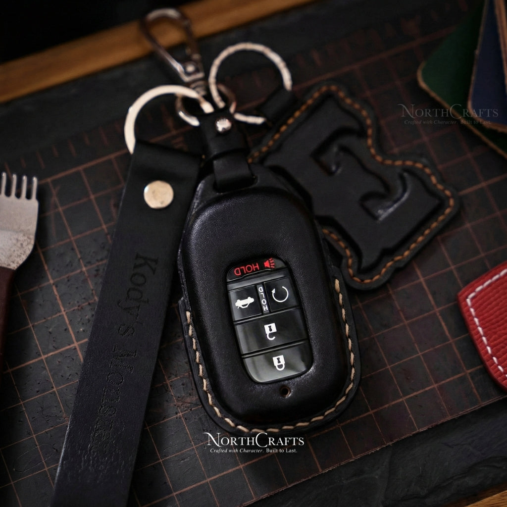 Leather Key Fob Cover for Honda Civic Accord CR-V HR-V | NorthCrafts