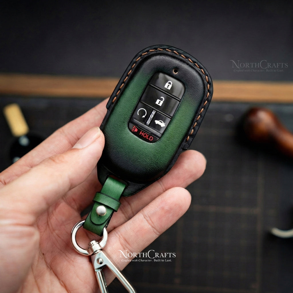 Leather Key Fob Cover for Honda Civic Accord CR-V HR-V | NorthCrafts