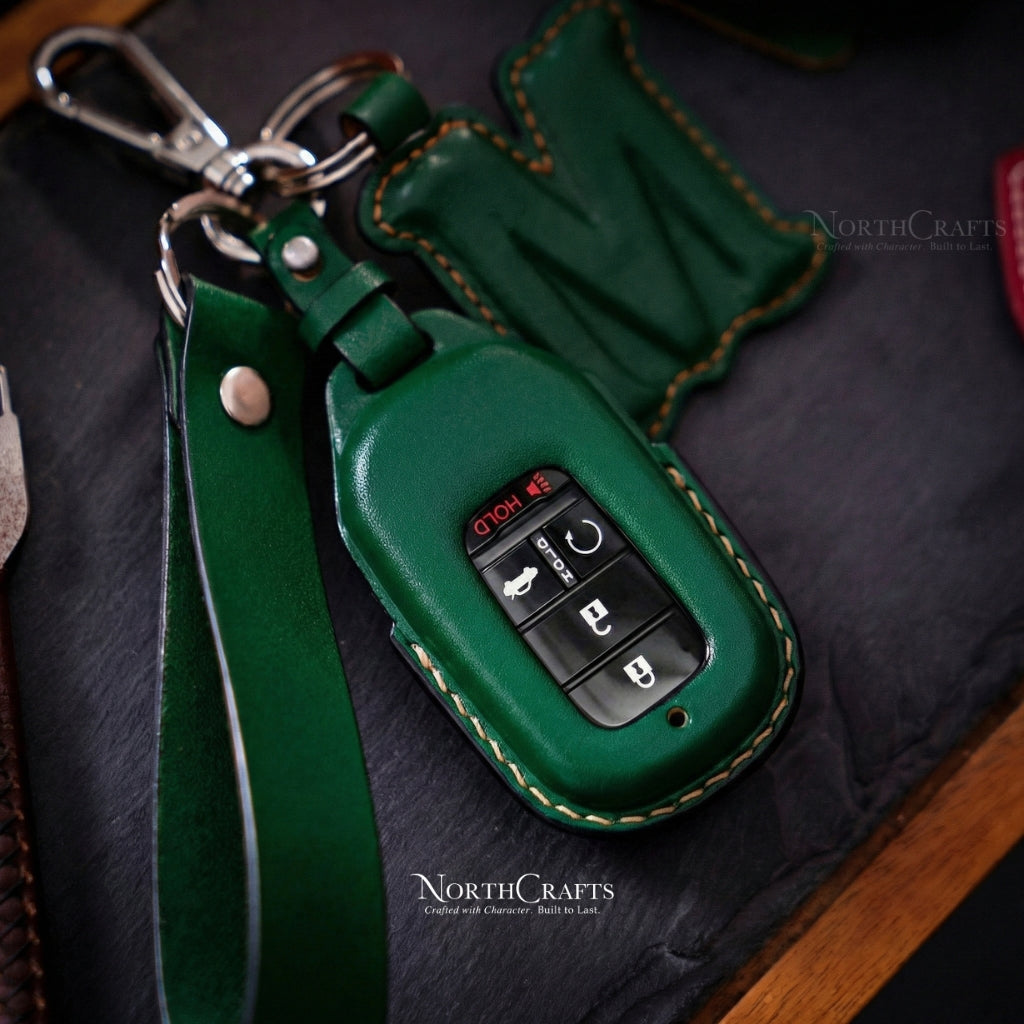 Leather Key Fob Cover for Honda Civic Accord CR-V HR-V | NorthCrafts