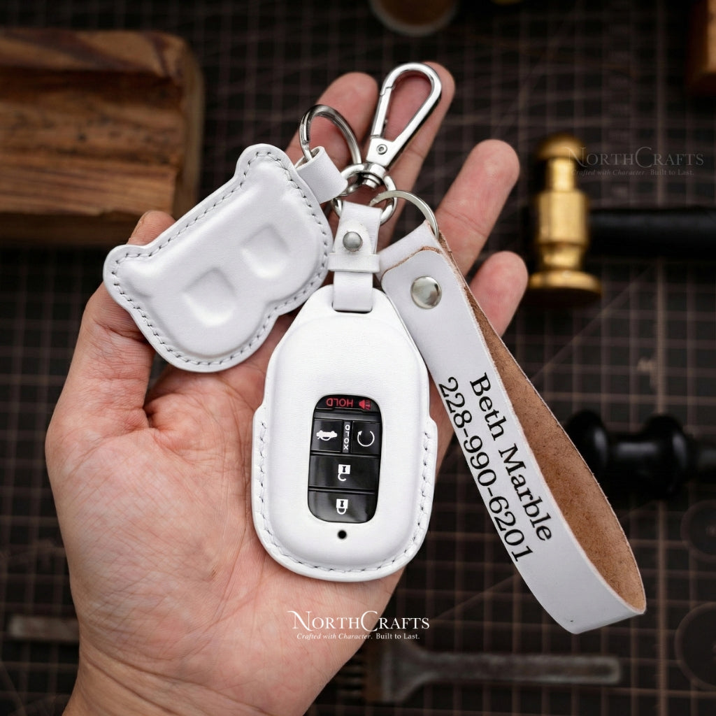Leather Key Fob Cover for Honda Civic, Accord, HR-V & Vezel Sport EX EX-L Touring – Personalized Handmade – NorthCrafts | NorthCrafts