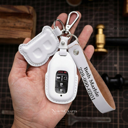 Leather Key Fob Cover for Honda Civic, Accord, HR-V & Vezel Sport EX EX-L Touring – Personalized Handmade – NorthCrafts | NorthCrafts