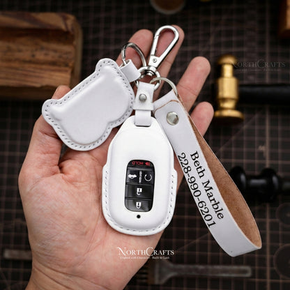 Leather Key Fob Cover for Honda Civic, Vezel, Accord & HR-V Sport EX EX-L Touring – Personalized Handmade – NorthCrafts | NorthCrafts