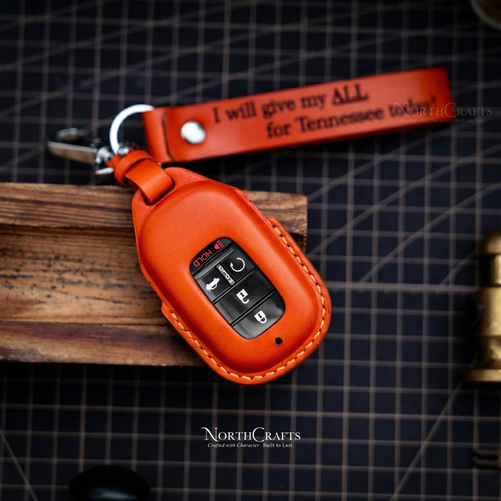Leather Key Fob Cover for Honda Civic, Accord, HR-V & Vezel Sport EX EX-L Touring – Personalized Handmade – NorthCrafts | NorthCrafts