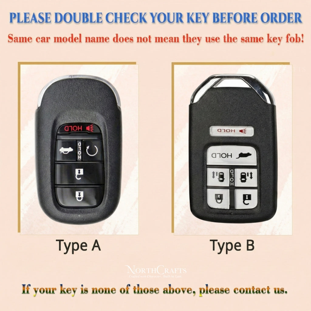 Leather Key Fob Cover for Honda Civic, Accord, HR-V & Vezel Sport EX EX-L Touring – Personalized Handmade – NorthCrafts | NorthCrafts