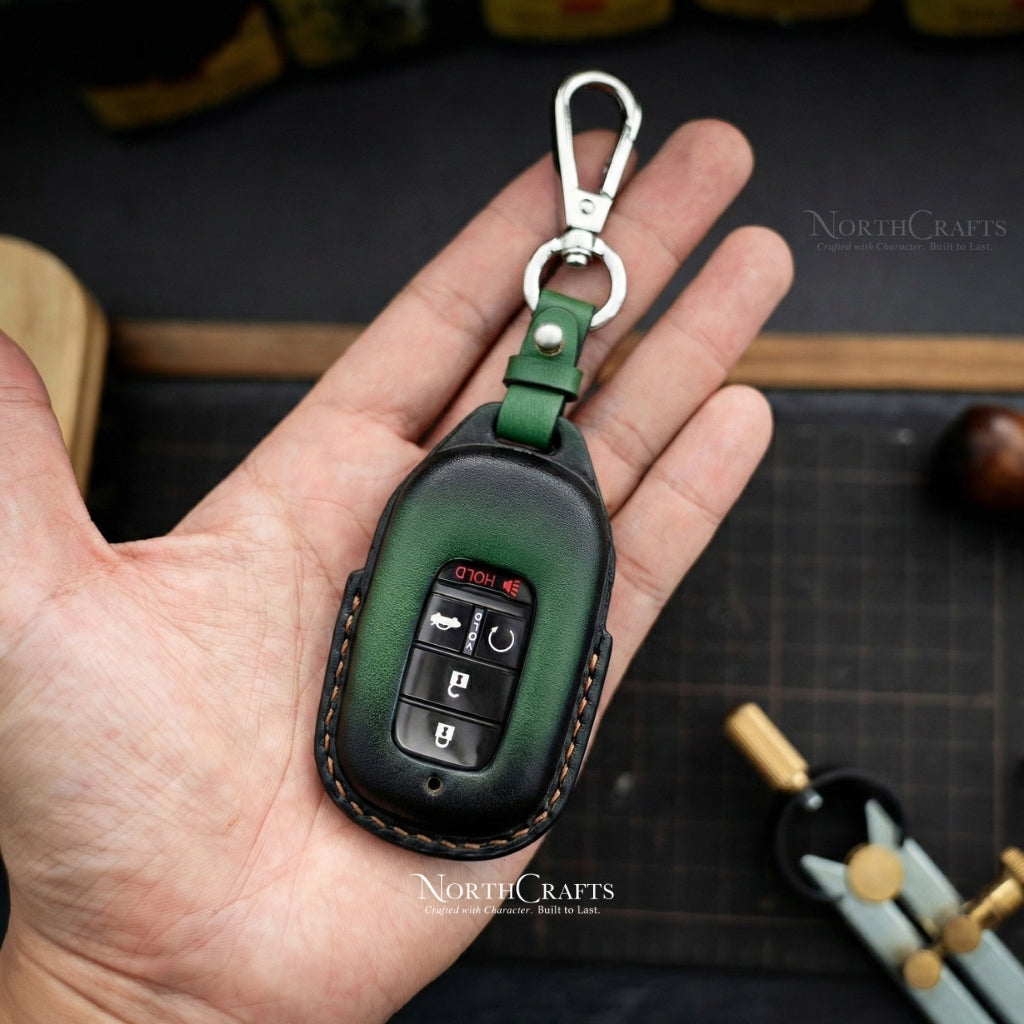 Leather Key Fob Cover for Honda Civic, Vezel, Accord & HR-V Sport EX EX-L Touring – Personalized Handmade – NorthCrafts | NorthCrafts