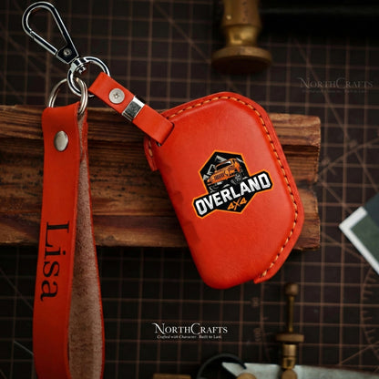 Leather Key Fob Cover for Jeep Wrangler Gladiator Rubicon - Custom Logo Engraved | NorthCrafts