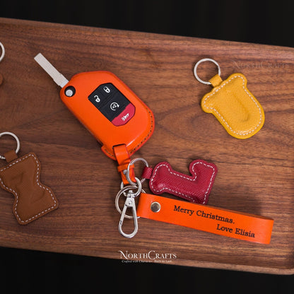 Leather Key Fob Cover for Jeep Wrangler JL JLU Rubicon Gladiator JT Sahara | NorthCrafts