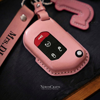 Leather Key Fob Cover for Jeep Wrangler JL JLU Rubicon Gladiator JT Sahara | NorthCrafts