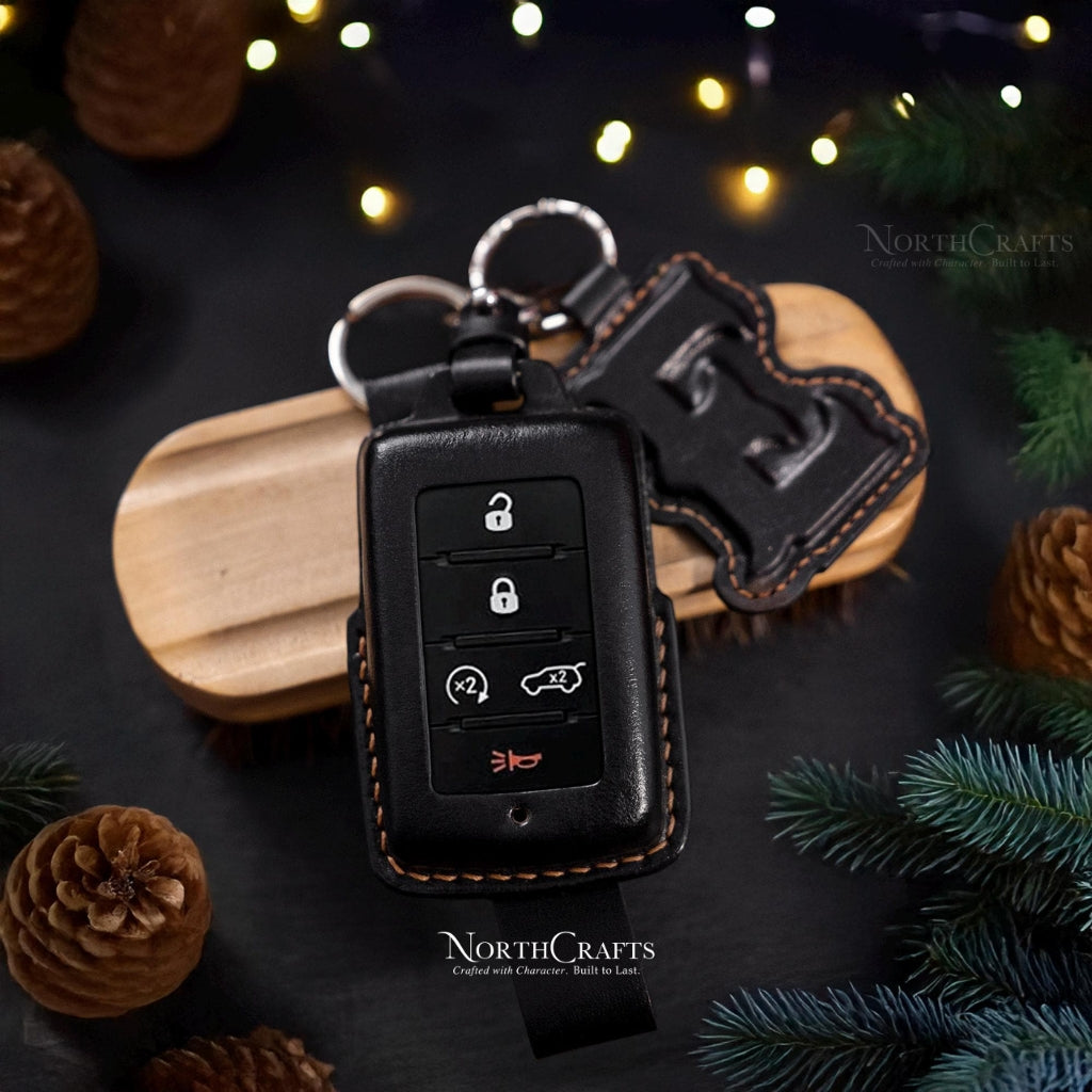 Leather Key Fob Cover for Jeep Wrangler JL JLU Rubicon 2018-2021 Edition | NorthCrafts
