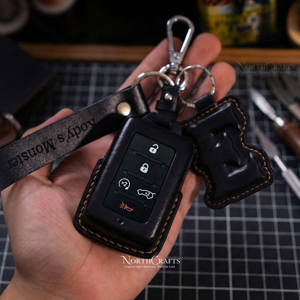 Leather Key Fob Cover for Jeep Wrangler JL JLU Rubicon 2018-2021 Edition | NorthCrafts
