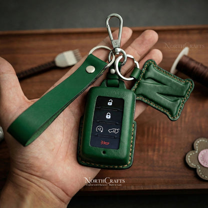 Leather Key Fob Cover for Jeep Wrangler JL JLU Rubicon 2018-2021 Edition | NorthCrafts