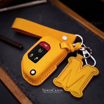 Leather Key Fob Cover for Jeep Wrangler JL JLU Rubicon 2018-2024 Gladiator JT Sahara 2020-2024 | NorthCrafts