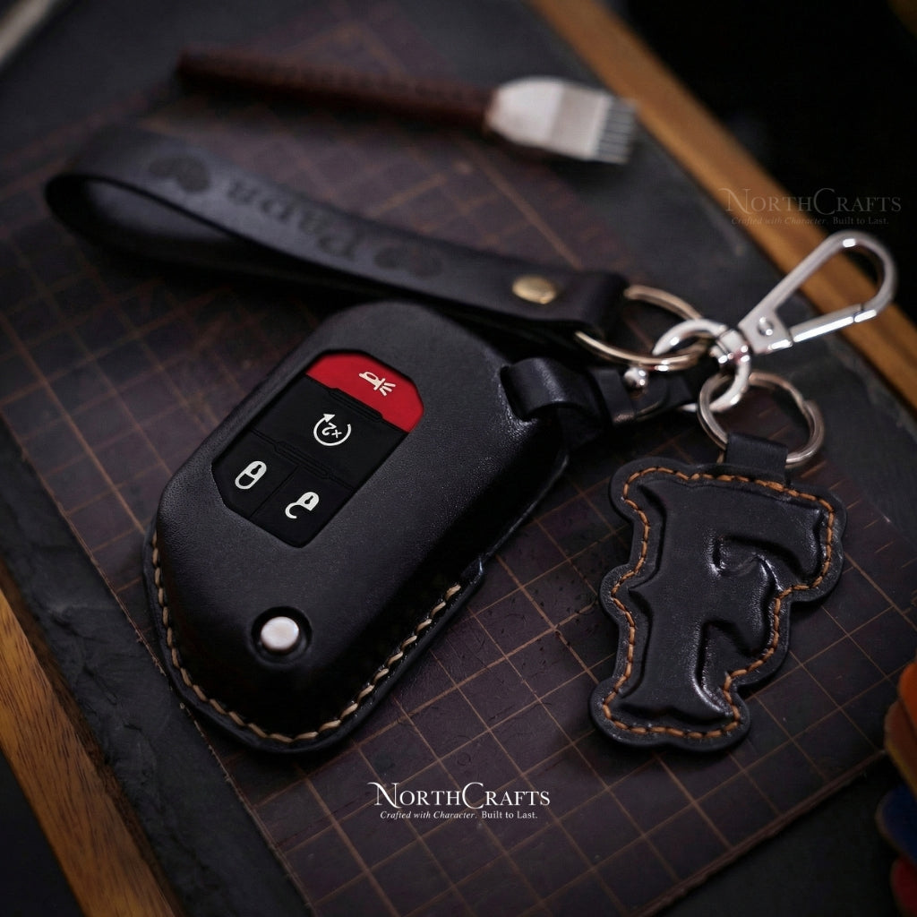 Leather Key Fob Cover for Jeep Wrangler JL JLU Rubicon 2018-2024 | NorthCrafts