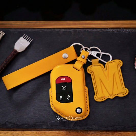 Leather Key Fob Cover for Jeep Wrangler JL JLU Rubicon 2018-2024 | NorthCrafts