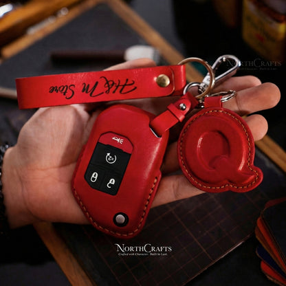 Leather Key Fob Cover for Jeep Wrangler JL JLU Rubicon 2018-2024 | NorthCrafts