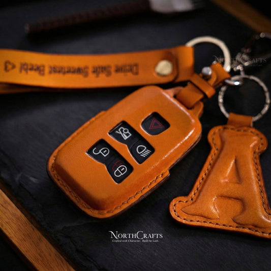 Leather Key Fob Cover for Land Rover Defender Discovery Range Rover | NorthCrafts