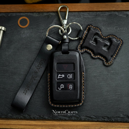 Leather Key Fob Cover for Land Rover Discovery, Range Rover Sport & Evoque Smart Key (2018–2020) – Personalized Handmade – NorthCrafts | NorthCrafts