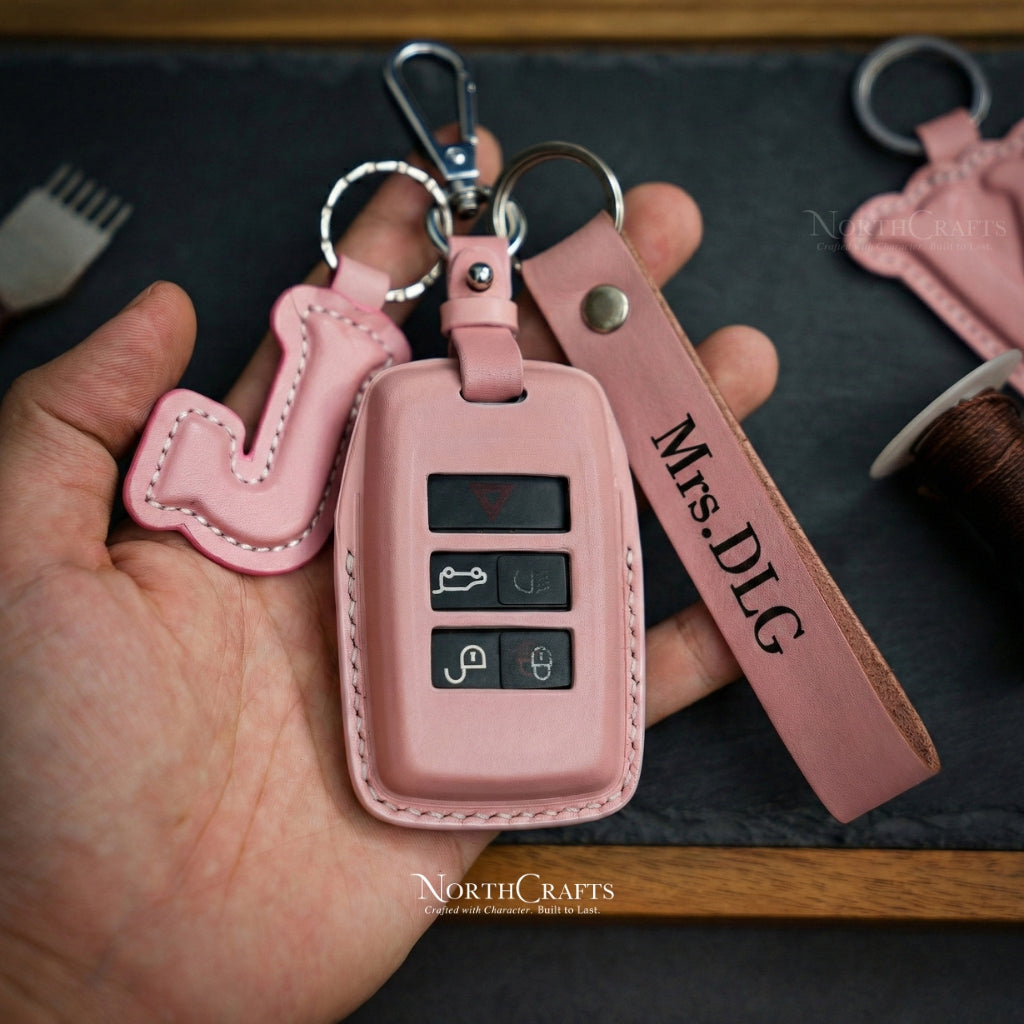 Leather Key Fob Cover for Land Rover Discovery, Range Rover Sport & Evoque Smart Key (2018–2020) – Personalized Handmade – NorthCrafts | NorthCrafts