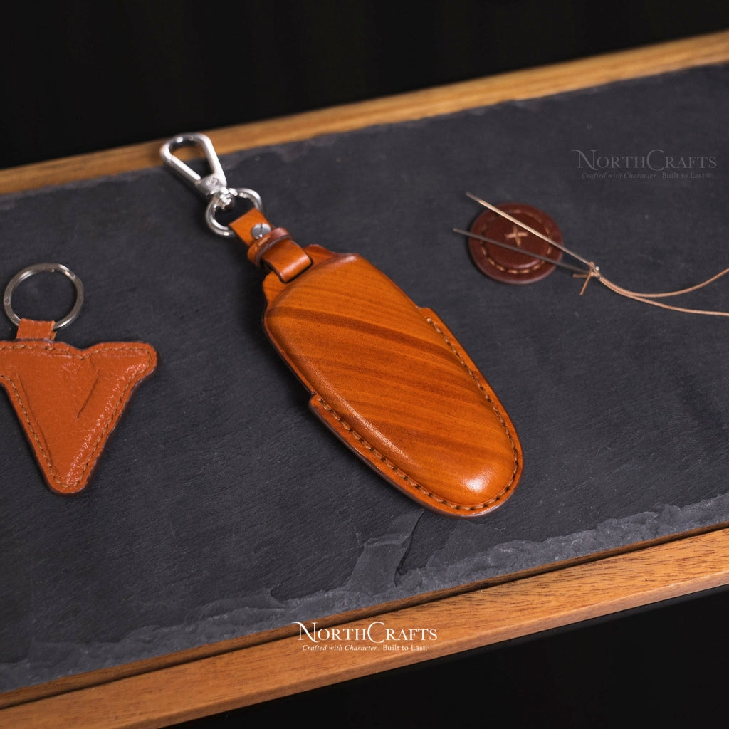 Leather Key Fob Cover for Lincoln Navigator MKX MKS MKT Ford Edge Escape Explorer Focus Flex Taurus Fusion | NorthCrafts