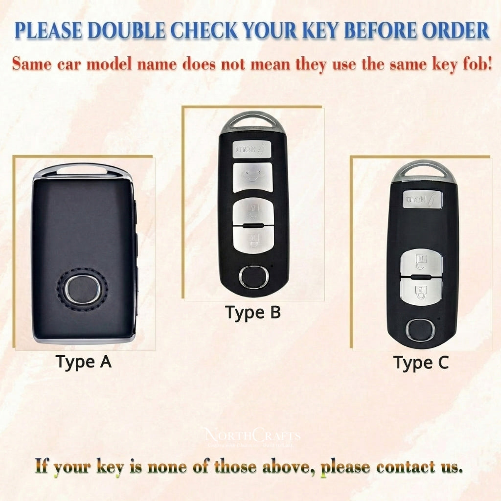 Leather Key Fob Cover for Mazda 3 & Mazda 3 Hatchback (2019–2022), Mazda 6, CX-5, CX-30 & CX-9 (2020–2022) – Personalized Handmade – NorthCrafts | NorthCrafts