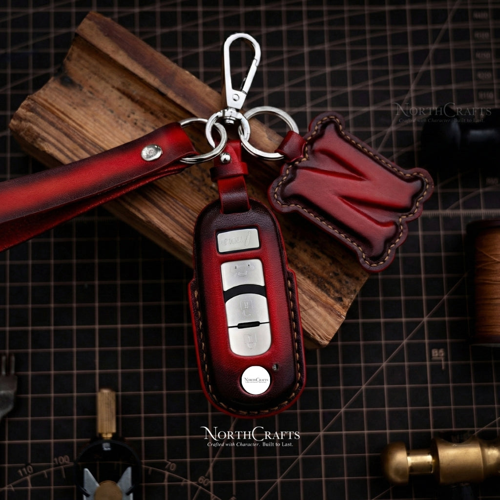 Leather Key Fob Cover for Mazda 3, Mazda 6, MX-5, CX-3, CX-5, CX-7, CX-9 & Scion iA – Personalized Handmade – NorthCrafts | NorthCrafts