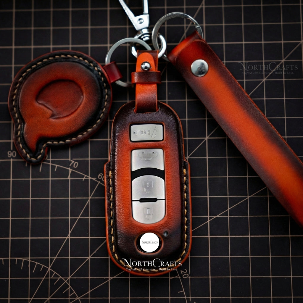 Leather Key Fob Cover for Mazda 3, Mazda 6, MX-5, CX-3, CX-5, CX-7, CX-9 & Scion iA – Personalized Handmade – NorthCrafts | NorthCrafts