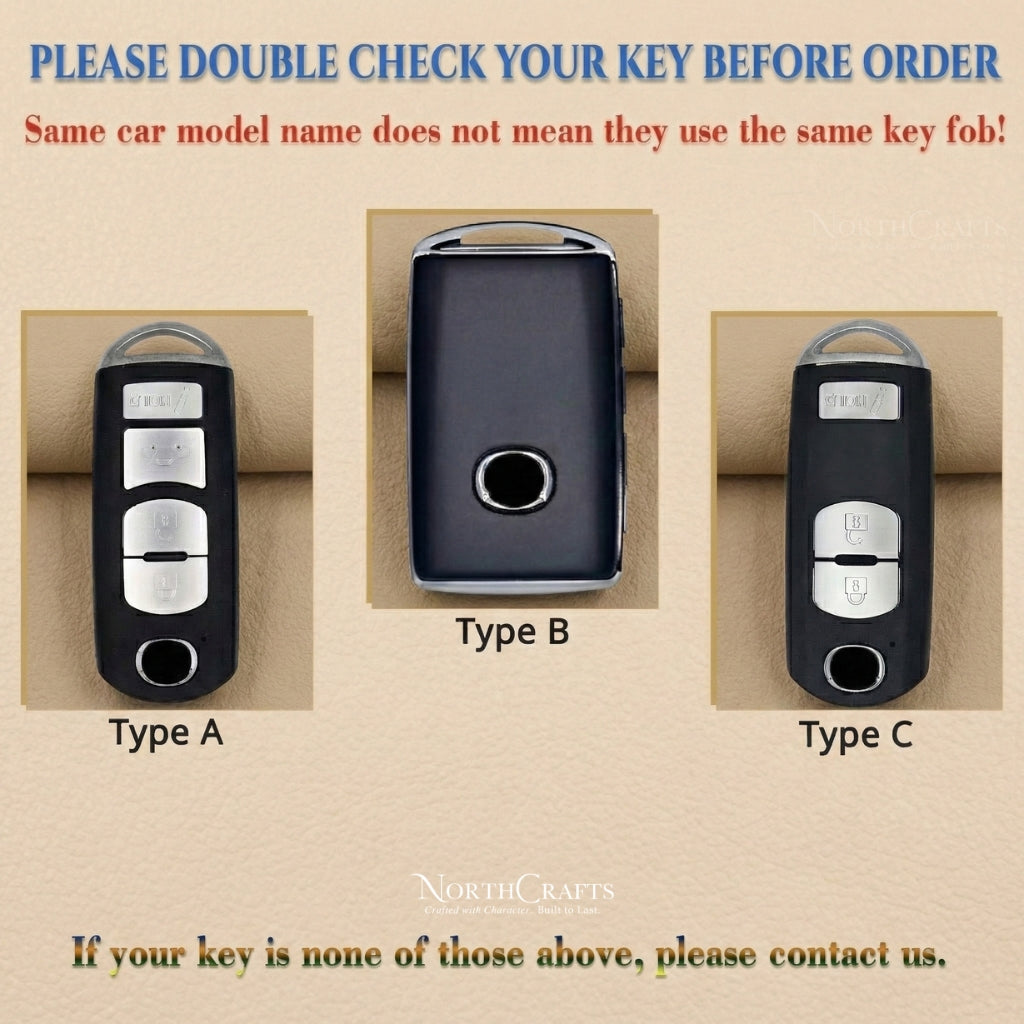 Leather Key Fob Cover for Mazda 3, Mazda 6, MX-5, CX-3, CX-5, CX-7, CX-9 & Scion iA – Personalized Handmade – NorthCrafts | NorthCrafts