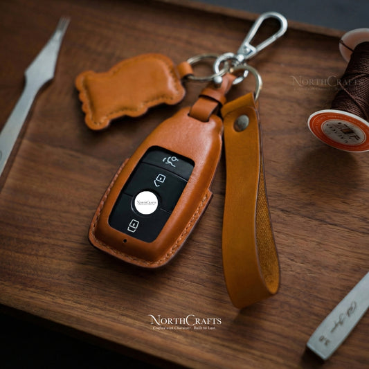 Leather Key Fob Cover for Mercedes-Benz E-Class W213, E300, E450, AMG, GLE350, CLA250 & GLC300 – Personalized Handmade – NorthCrafts | NorthCrafts