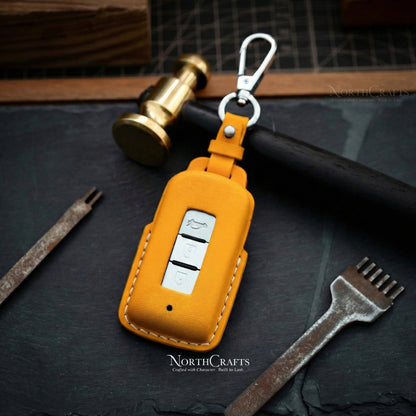 Leather Key Fob Cover with Strap & Charm for Acura MDX, CDX, NSX, RDX, TLX & TLX-L – Personalized Handmade – NorthCrafts | NorthCrafts