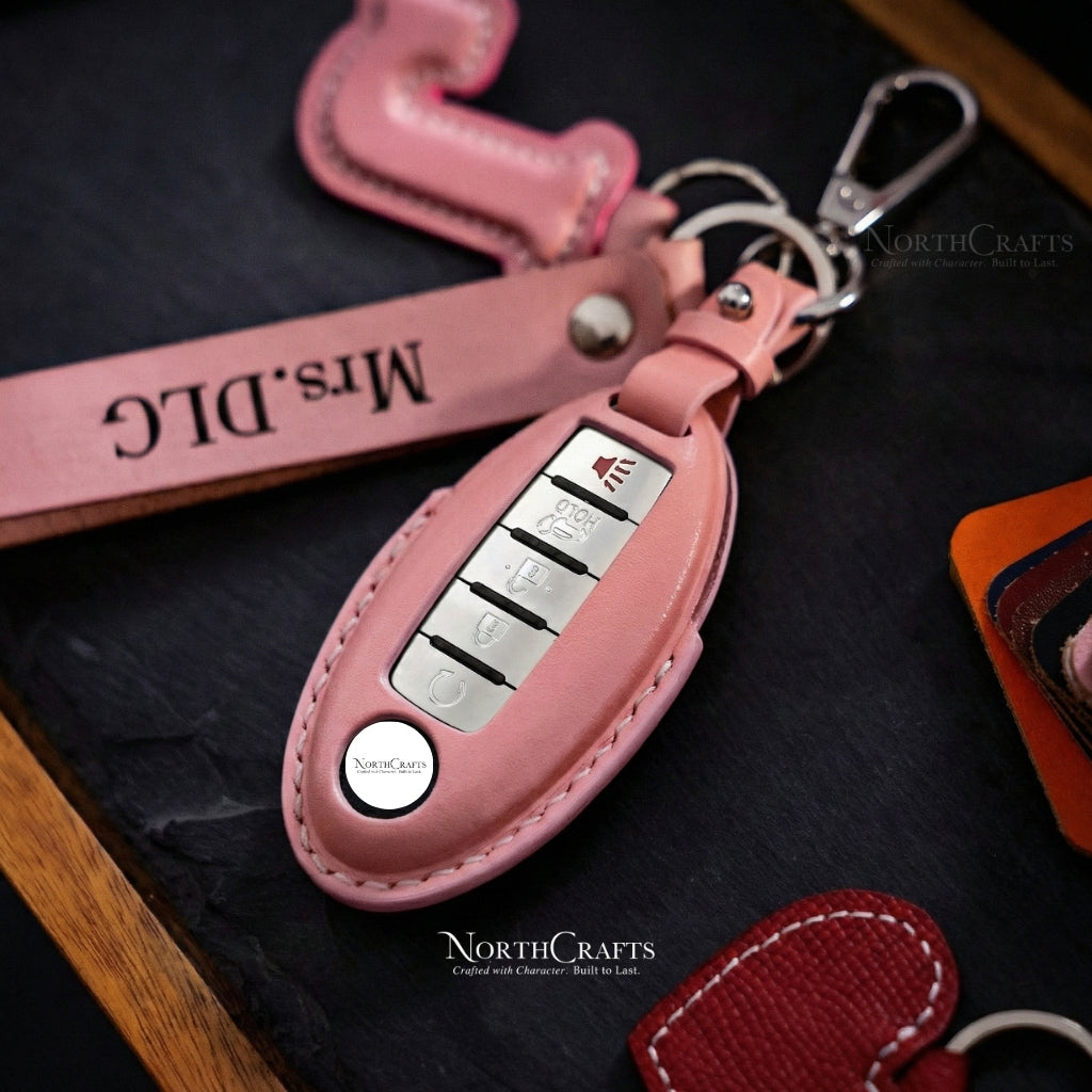 Leather Key Fob Cover for Nissan 350Z, 370Z, Altima, Armada, Cima, Cube, Frontier, Fuga, GT-R, Juke, Kicks, Lannia, Latio & Titan – Personalized Handmade – NorthCrafts | NorthCrafts