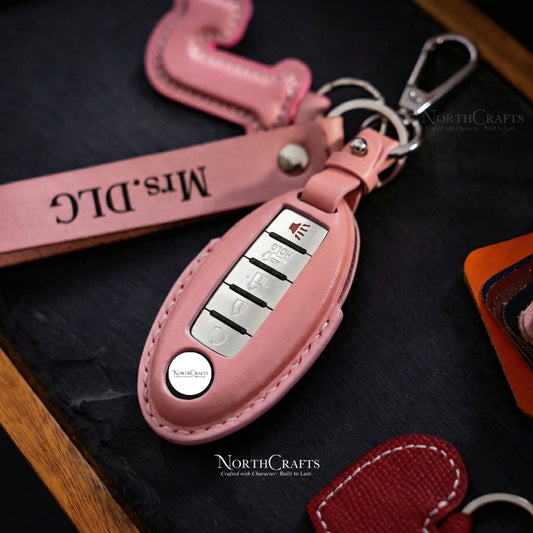 Leather Key Fob Cover for Nissan 350Z, 370Z, Altima, Armada, Cima, Cube, Frontier, Fuga, GT-R, Juke, Kicks, Lannia, Latio & Titan – Personalized Handmade – NorthCrafts | NorthCrafts