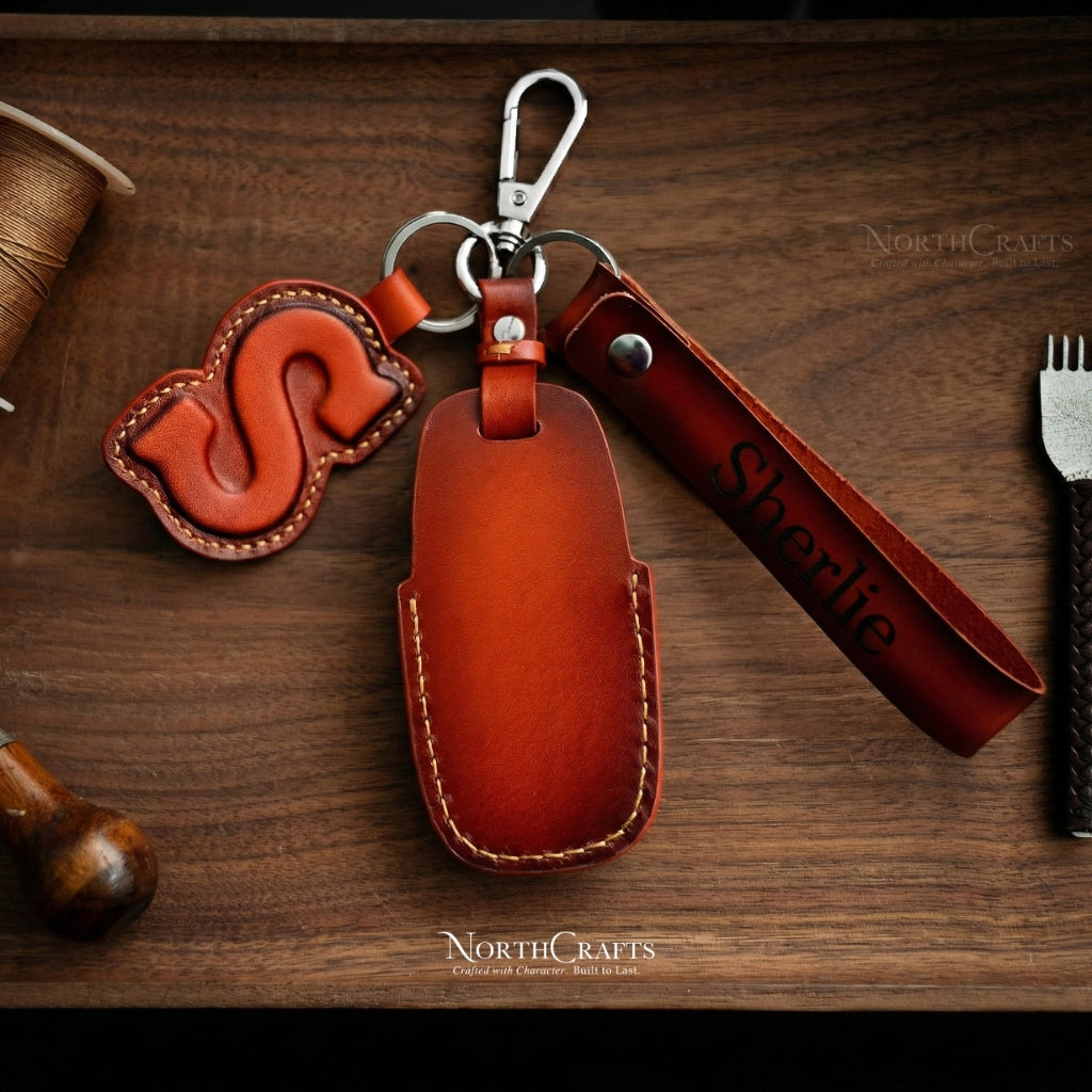 Leather Key Fob Cover for Nissan Ariya, Pathfinder, Kicks, X-Trail, Rogue (8th Gen) & Teana (2023–2024) – Personalized Handmade – NorthCrafts | NorthCrafts