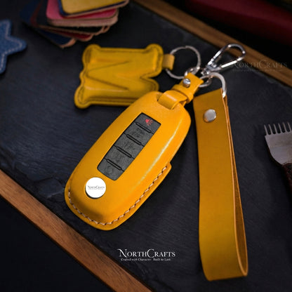 Leather Key Fob Cover for Nissan Ariya Pathfinder Kicks X-Trail Rogue | NorthCrafts