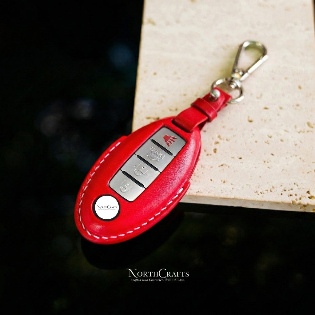 Leather Key Fob Cover for Nissan Kicks Juke GT-R Cube Armada Altima 370Z | NorthCrafts