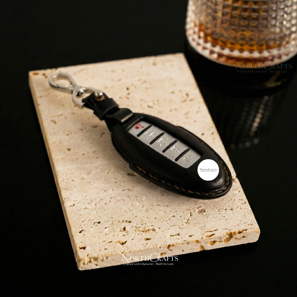 Leather Key Fob Cover for Nissan Kicks Juke GT-R Cube Armada Altima 370Z | NorthCrafts