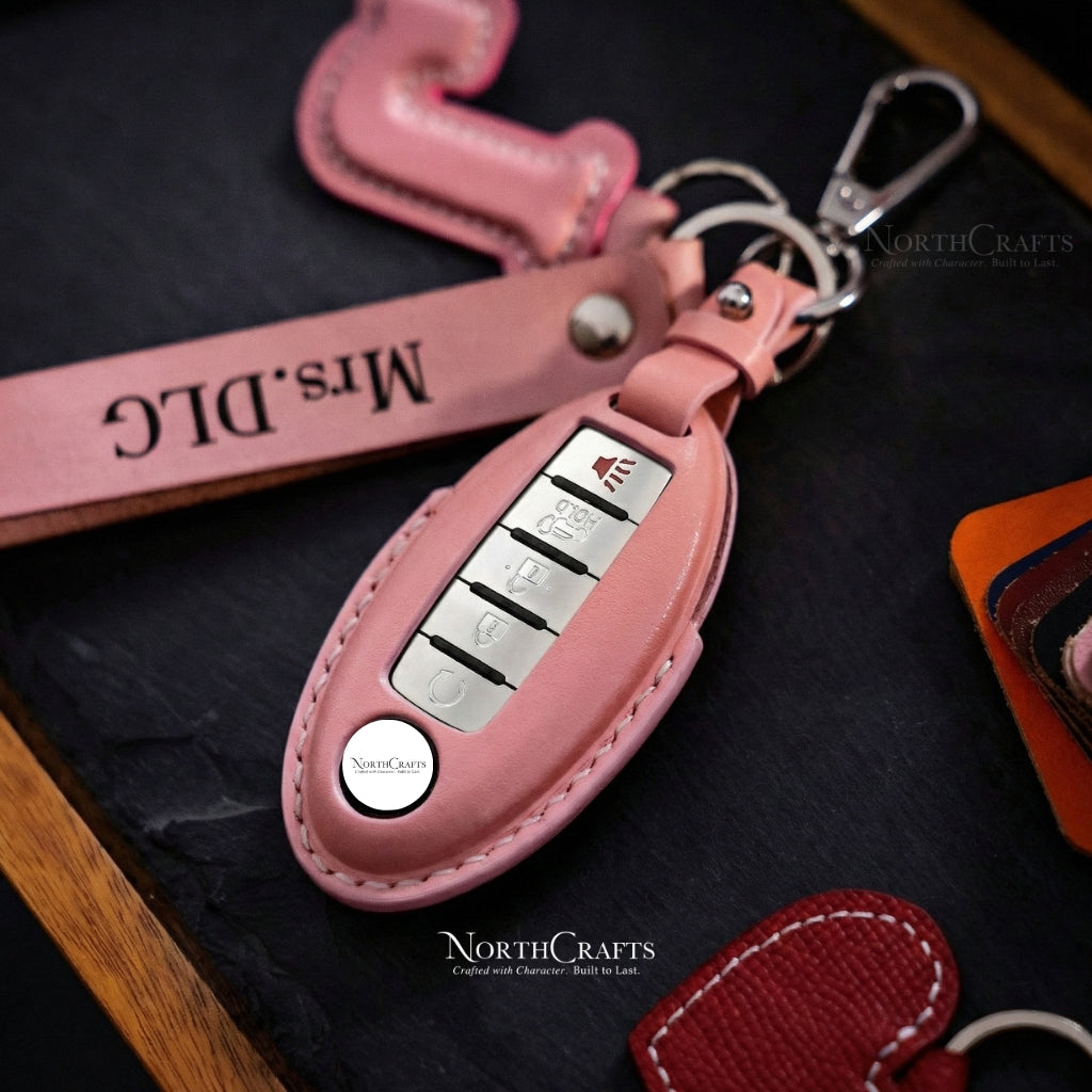 Leather Key Fob Cover for Nissan Kicks Juke GT-R Cube Armada Altima 370Z | NorthCrafts